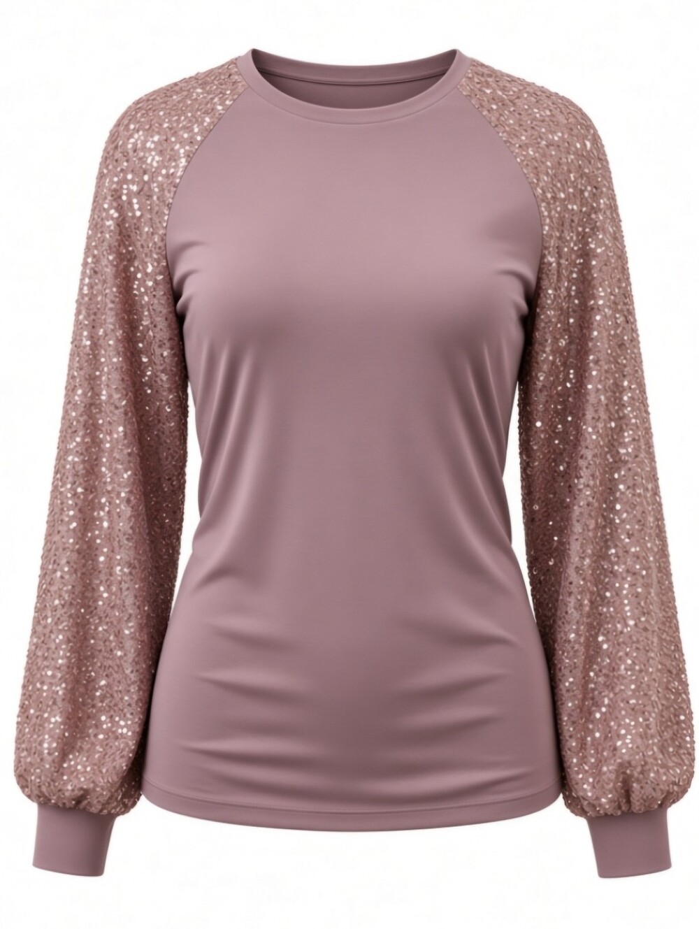 Sequin Sleeve Top in Mauve